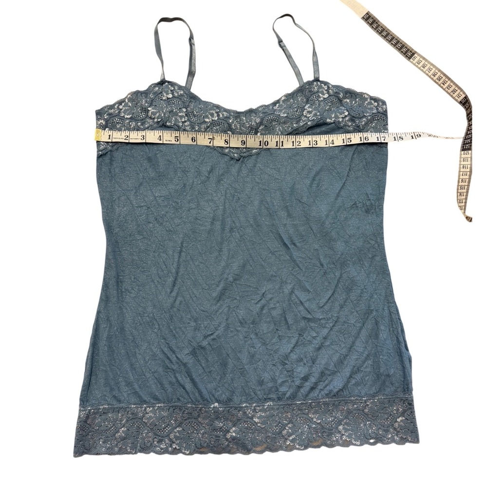 Vanity Y2K Coquette Balletcore Camisole Top Blue Metallic Lace Womens Large - Picture 4 of 7
